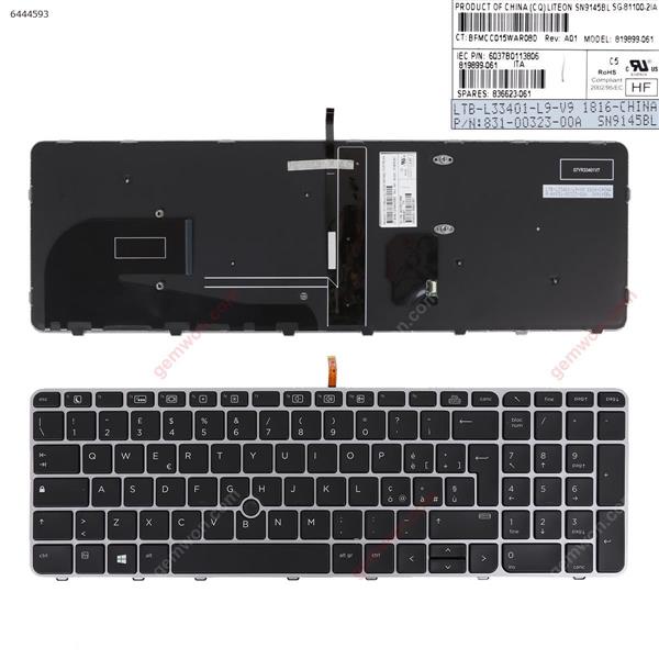 HP EliteBook 755 G3 850 G3 850 G4 ZBook 15u G3 G4 SILVER FRAME BLACK (with point,Backlit,Win8) IT BFMCC015WARD6U B19899.061 6037B0113806 Laptop Keyboard (Original)