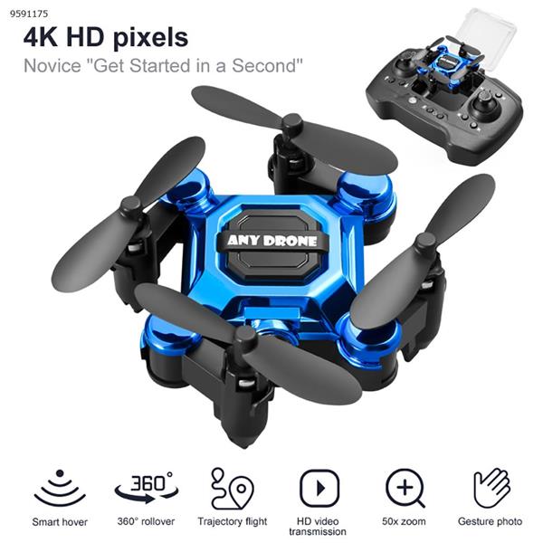 Mini folding storage aircraft small drone 4K HD aerial photography K04 blue Drone K04