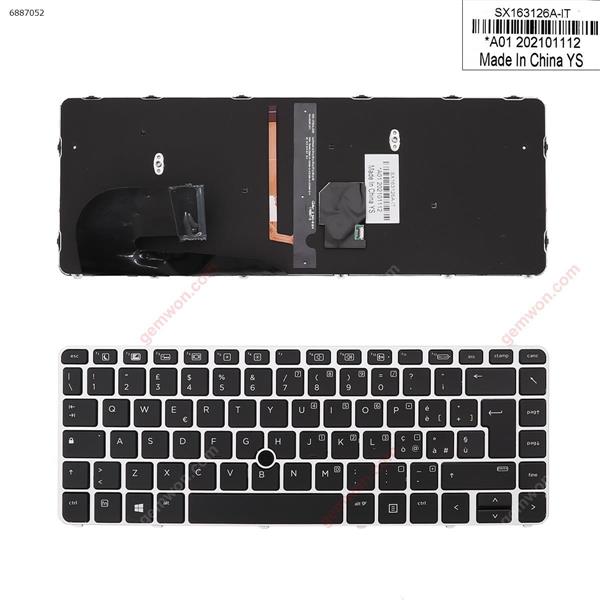 HP EliteBook 840 G3 SILVER FRAME BLACK (with point, Backlit, Win8) OEM IT SX163126A Laptop Keyboard (OEM-A)