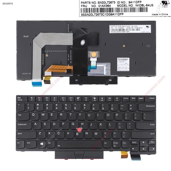 ThinkPad T470 T480 BLACK FRAME BLACK ( Backlit , with point stick ,For Win8) OEM  US WIDBL-84US SN20L72673 Laptop Keyboard (OEM-A)