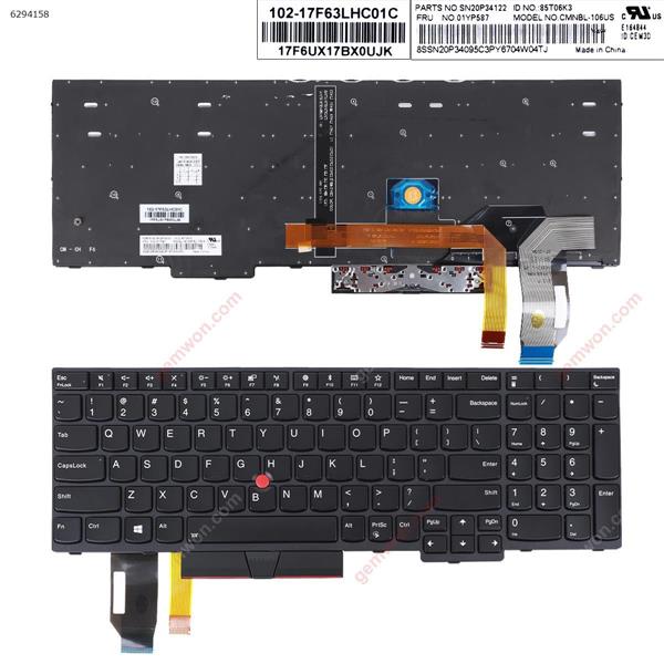 IBM E580 BLACK FRAME BLACK (with point stick,Backlit,WIN8）OEM US CMNBL-106US  PK131672A24 Laptop Keyboard (OEM-A)