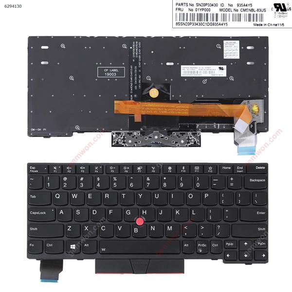 Lenovo ThinkPad X280 BLACK FRAME BLACK (Backlit,With Point stick,Win8 ) OEM  US CMSNBL-83US P/N SN20P33430 Laptop Keyboard (OEM-A)