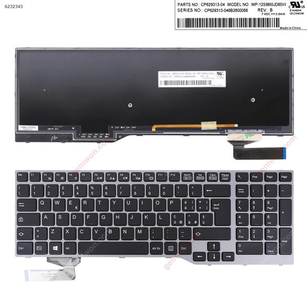 Fujitsu Lifebook E753 E754 E557 E756 SILVER FRAME BLACK (Backlit  Win8) IT MP-12S9610JD85W Laptop Keyboard (Original)