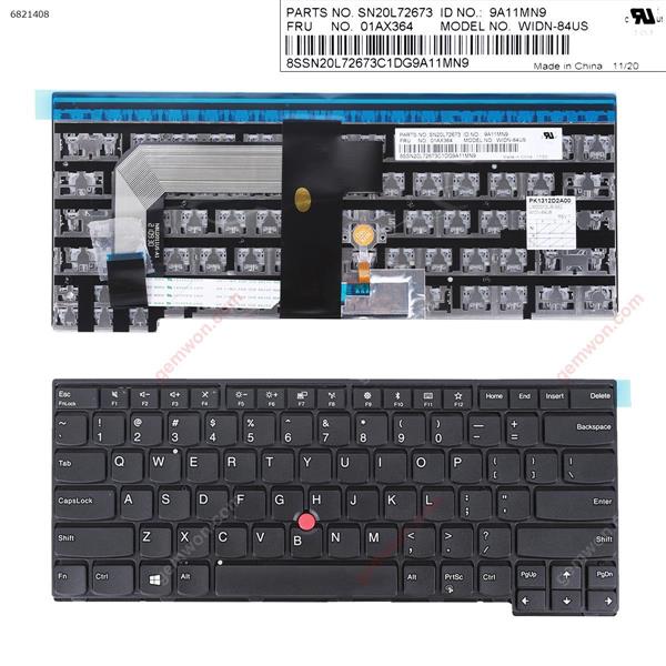 ThinkPad T470S BLACK FRAME BLACK (with point stick  For Win8) OEM US N/A Laptop Keyboard (OEM-A)