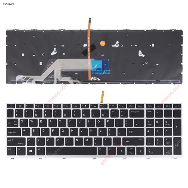 HP Probook 450 G5 455 G5 470 G5 Silver FRAME BLACK ，Backlit   WIN8  US YMS-0314-B1  HR04-B1 Laptop Keyboard (OEM-A)