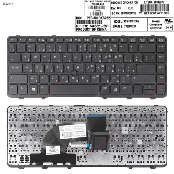 HP PROBOOK 640 G1 645 G1 BLACK FRAME BLACK (Small Enter，With Point stick,WIN8) RU G6-61210-XAA Laptop Keyboard (OEM-B)