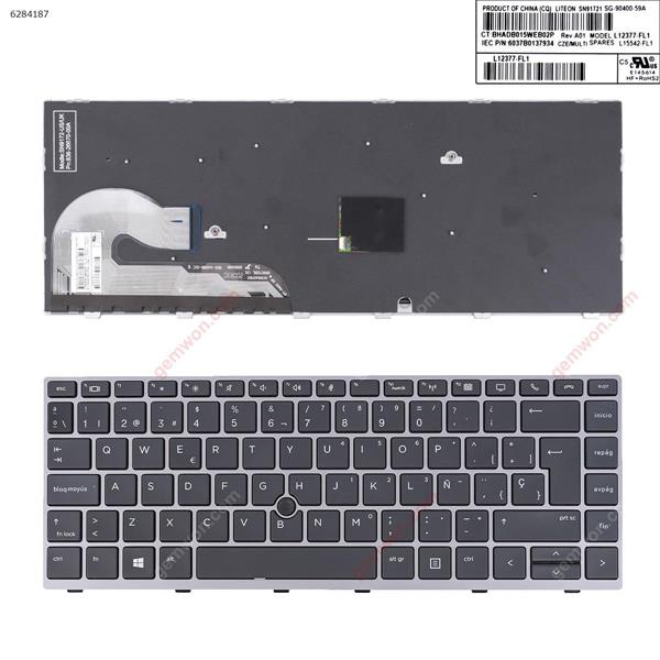HP EliteBook 840 G5 846 G5 840 G6 SILVER FRAME BLACK (with point )  Reprint SP 6037B0138826 L11309-071 HPM17B36E069301 002L17B56LHC02 SOE-NCB1651 AG-6800 Y3-3 Laptop Keyboard (Reprint)