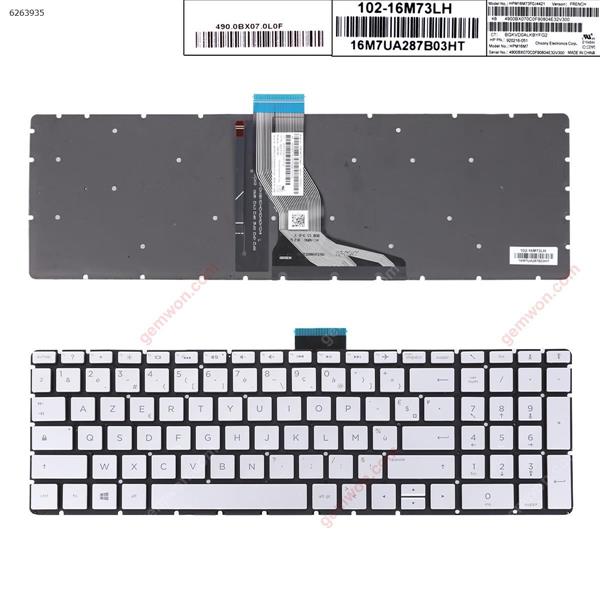 HP Pavilion 15-BS    SILVER, Backlit,Small  Enter FR HPM16M73F0J4421 Laptop Keyboard (OEM-A)