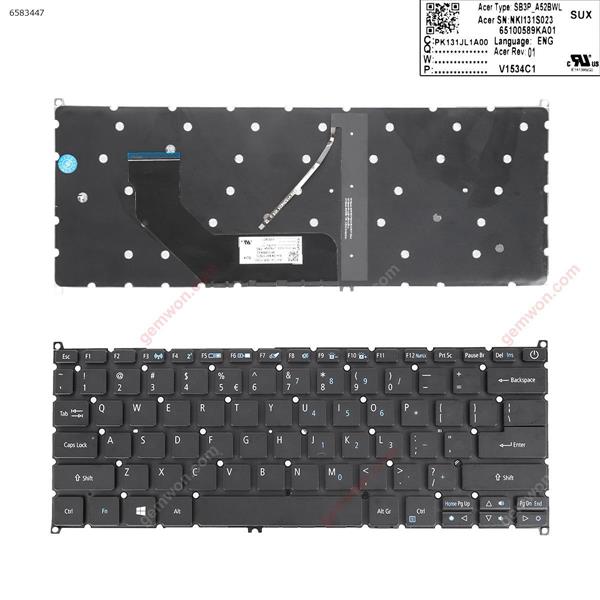 ACER SWIFT  SF314-52  BLACK  (Backlit  ， Without FRAME,WIN8)	 US V153402CS SQNR114C1 NKI131S023 5500016FKABB PK131JL1A00 Laptop Keyboard (OEM-B)