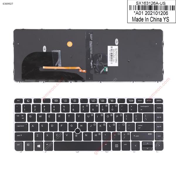  HP EliteBook 840 G3 SILVER FRAME BLACK (with point,Backlit,Win8) OEM US SX163126A-US Laptop Keyboard (OEM-A)