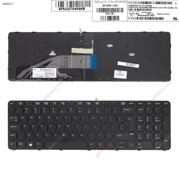 HP ProBook 450 G3 455 G3 470 G3 BLACK FRAME BLACK(Backlit For Win8) UI NSK-C23BQ 0B  837551-261 Laptop Keyboard (OEM-A)