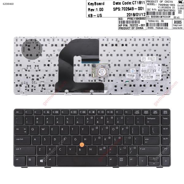 HP EliteBook 8460P GRAY BLACK(With  Point stick) US NSK-HZ1SV 9Z.N6RSV.101 NSK-HZ4UV 9Z.N6RUV.401 6037B0065201 NSK-HZ0UV 6037B0058801.635768-001 Laptop Keyboard (OEM-B)