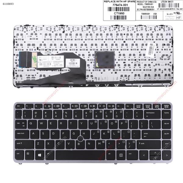 HP EliteBook 840 G1 850 G1 SILNER ​FRAME BLACK (with point,Win8) ☞ US 736658-001 6037B0086301 Laptop Keyboard (OEM-A)
