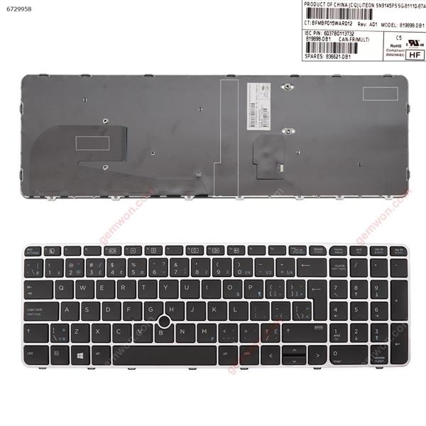 HP EliteBook 755 G3 850 G3 850 G4 ZBook 15u G3 G4 SILVER FRAME BLACK (with point,,Win8)  CA/CF 819898.DB1 P/N 6037B0113732 Laptop Keyboard (Original)