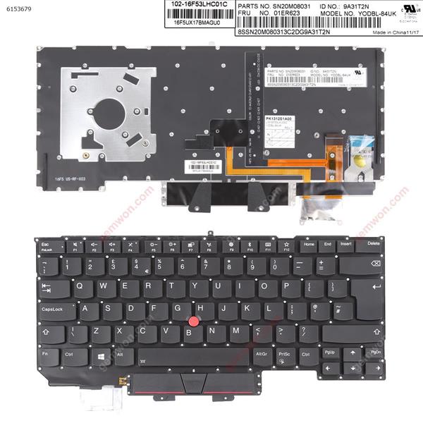 Lenovo IBM ThinkPad X1 Carbon Gen 5 2017 BLACK With Point stick（Backlit）Win8 OEM UK YODBL-84UK P/N SN20M08031 Laptop Keyboard ()