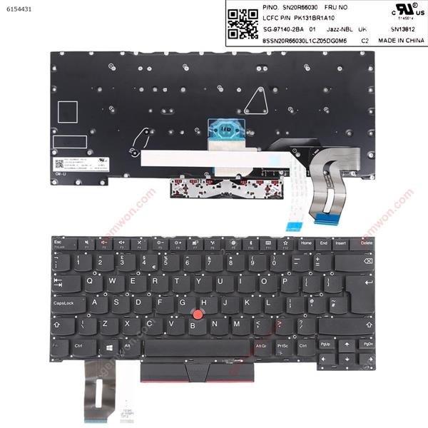 IBM Thinkpad T490S  L490 E490  Black ( with point stick win8 )OEM UK N/A Laptop Keyboard ()