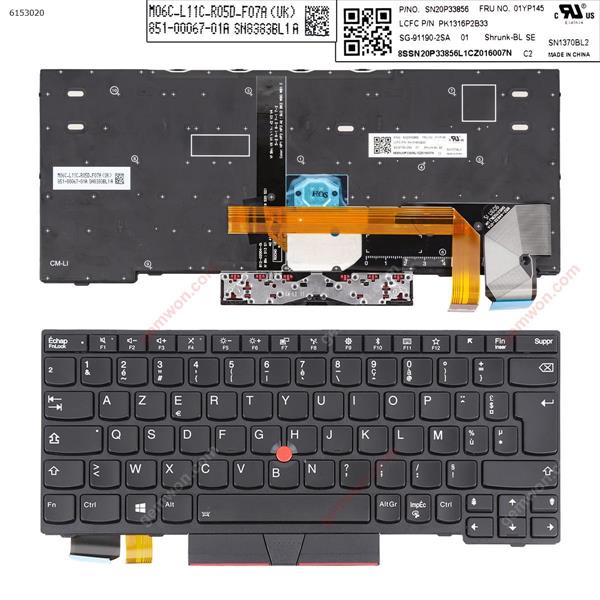 IBM ThinkPad X280 X395 X390 BLACK FRAME BLACK（with point ，backlit win8）OEM FR SN1370BL2 P/N SN20P33856 PK1316P2B33 Laptop Keyboard ()