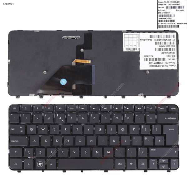 HP Folio 13 13-1000 13-2000 GLOSSY FRAME BLACK (Backlit) UK MP-11G16LAJ698 PK130MVV1A1G Laptop Keyboard (OEM-B)