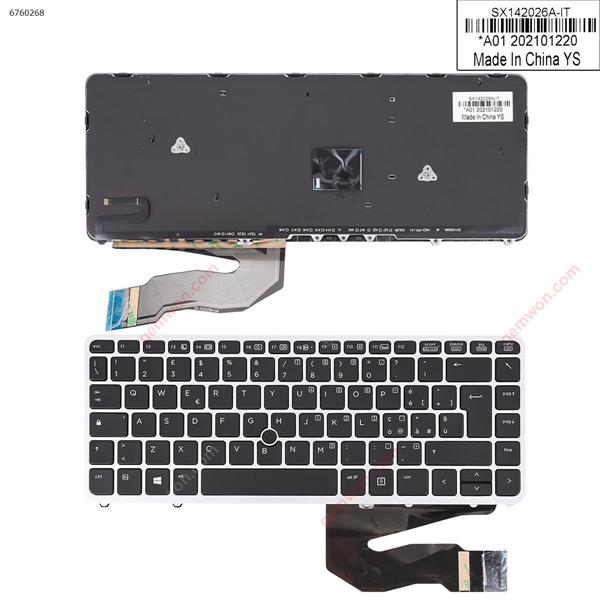 HP EliteBook 840 G1 SILVER FRAME BLACK (Backlit,With Point stick)OEM  IT SX142025A-IT Laptop Keyboard (Original)