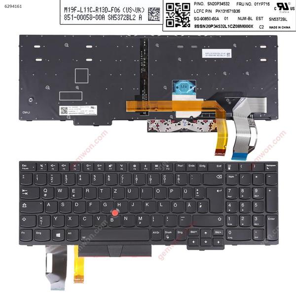 IBM Thinkpad E580 L580 BLACK FRAME BLACK ( Backlit , with point stick ,For Win8)  OEM GR N/A Laptop Keyboard (OEM-A)