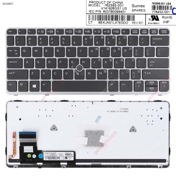 HP EliteBook 810 G1 810 G2 810 G3 SILVER FRAME BLACK (Backlit,with point,Win8) US N/A Laptop Keyboard (Original)