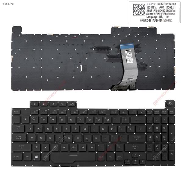 Asus G731GT G731GU BLACK (Full Colorful Backlit,Without FRAME,WIN8)  ☞	 US P/N:6037B0194201 0KNR 6717US00 V185026HS1 6817US0020100000P Laptop Keyboard (Original)