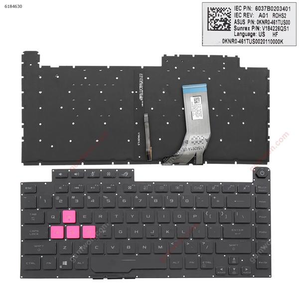 ASUS ROG Strix Scar III G512 L 3 PLUS G531 S5D G531GT G531G g531gu g531gd BLACK (Full Colorful Backlit,WIN8  WASD is Pink) US P/N:6037B0203401 0KNR0 461TUS00 V184226QS1 461TUS0020110000F Laptop Keyboard (Original)