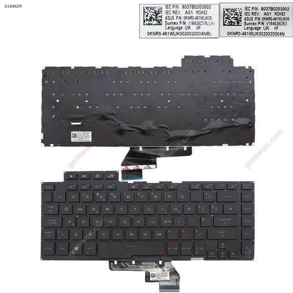 ASUS ROG ZEPHYRUS  GU502 GU502G GU502GU GU502GV BLACK (With Backlit Board  win8) UK P/N:6037B0203002 0KNR0 461WUK00 V184626DE3 461WUK0020020002G Laptop Keyboard (Original)