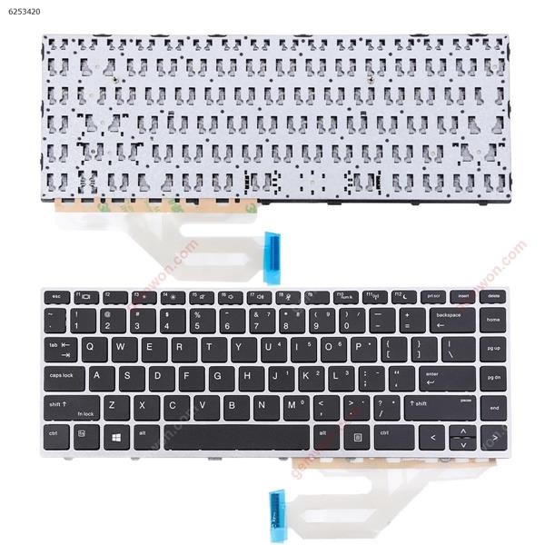 HP Probook 430 G5 440 G5 445 G5 Silver  FRAME BLACK WIN8 US L01071-001  NSK-XJ1SV01  9Z.NEESV101 Laptop Keyboard (OEM-A)
