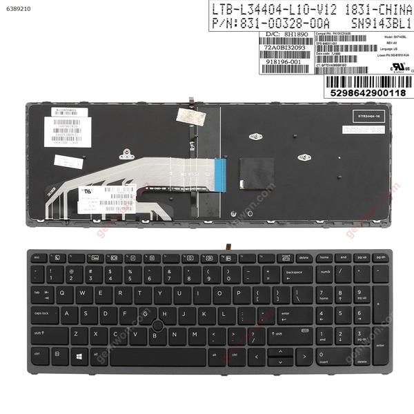 HP ZBOOK15 G3  GRAY FRAME BLACK (with point,Backlit,Win8)  US PK131C31A00 Laptop Keyboard (OEM-A)