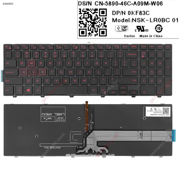 DELL 15-3000 5542 3541 5547  15-7559  BLACK FRAME BLACK Backlit Red Printing）win8 US 0KF83C LROBC 6K+NBBOM Laptop Keyboard (OEM-A)