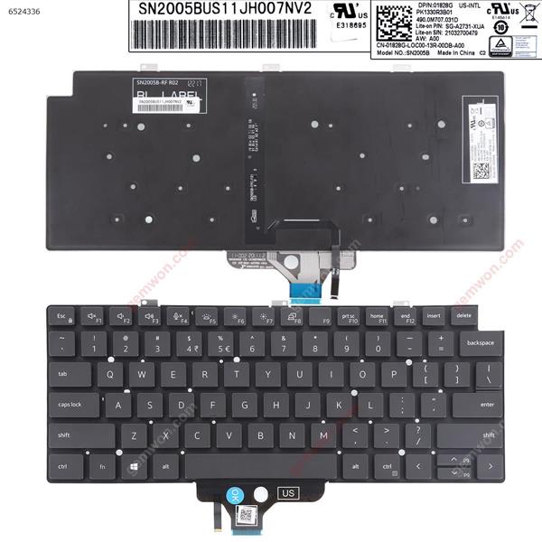  DELL 7320 7310  BLACK (Backlit Win8) US 01828G 21032700479 Laptop Keyboard (Original)