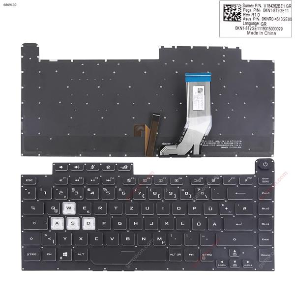 ASUS ROG Strix Scar III G512 L 3 PLUS G531 S5D G531GT G531G g531gu g531gd BLACK ((Full Colorful Backlit,WIN8)) ☞	 GR V184262BE1 GR OKNRO-4613GE00 Laptop Keyboard (OEM-B)