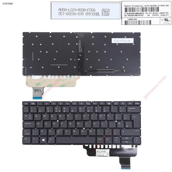 HP EliteBook x360 830 G5  x360 830 G6 BLACK（Backlit，Only fit X360 Series， Win8） UK L40527-031 P/N:6037B0153103 Laptop Keyboard (Original)