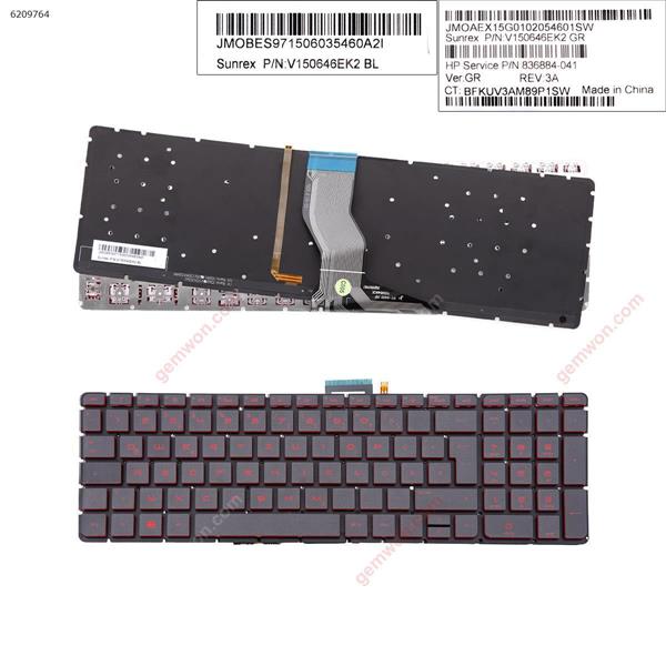 HP Pavilion 15-AB BLACK (Backlit,Without FRAME,Red Printing,Win8) GR V150646DS1 Laptop Keyboard (OEM-B)