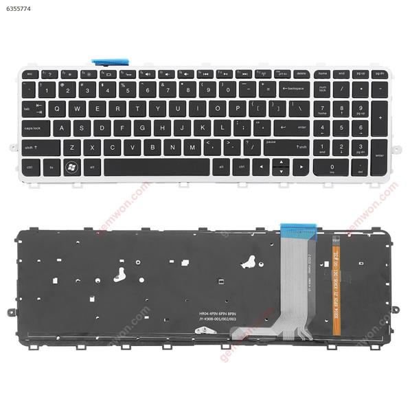 HP ENVY 15-j Series SILVER FRAME BLACK( Backlit, For Win8)OEM	 US N/A Laptop Keyboard (OEM-B)