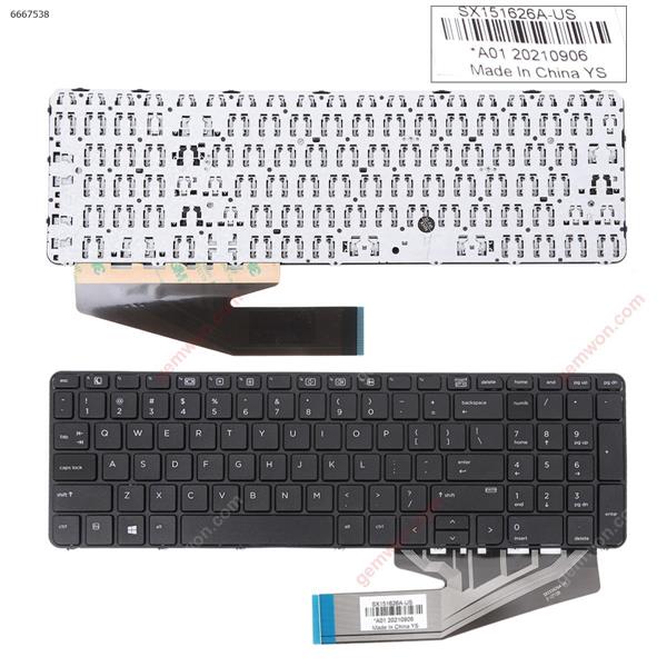 HP Probook 650 G2 655 G2 BLACK Frame BLACK (Win8) US N/A Laptop Keyboard (OEM-B)
