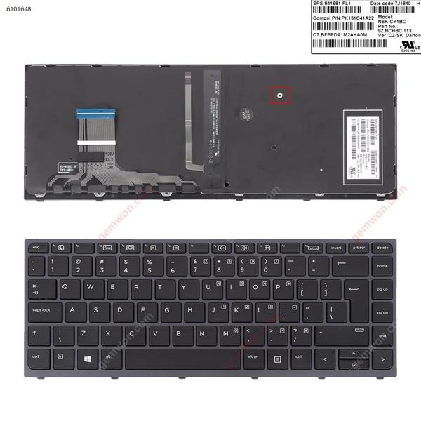 HP zbook Studio g3 BLACK ( GRAY FRAME, Backlit,Big Enter WIN8) US PK131C41A22 NSK-CY1BC Laptop Keyboard (OEM-B)