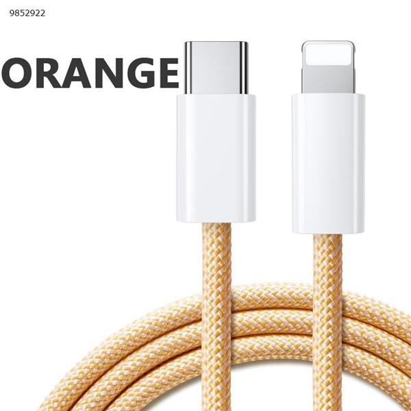 Apple PD type-c to lighting 20W fast charging cable braided color cable suitable for Apple 13 12 Pro max data cable 1 meter orange Charger & Data Cable 1米橙色