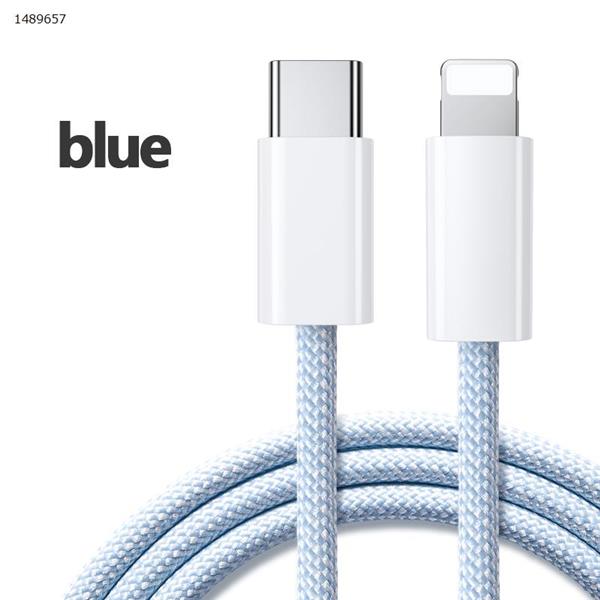 Apple PD type-c to lighting 20W fast charging cable braided color cable suitable for Apple 13 12 Pro max data cable 2m blue Charger & Data Cable 2米蓝色