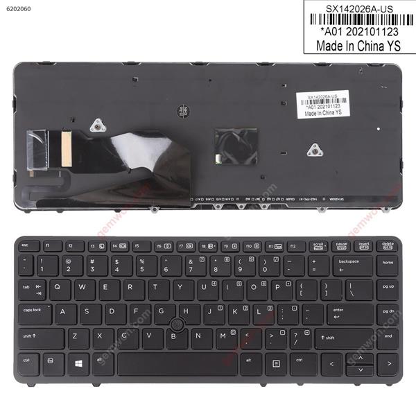 HP EliteBook 840 G1 850 G1 BLACK FRAME BLACK (Backlit,with point,Win8) US 9Z.N9JBV.201  6037B0085801 Laptop Keyboard ( )