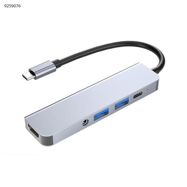 Type-C 5 in 1 USB Hub USB3.0 PD charger HDMI DC3.5mm Audio Aluminum alloy docking Station USB HUB BYL-2009