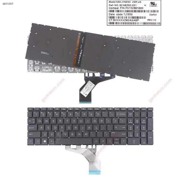 	HP Pavilion 15-DA 250 255 G7 Gen7 BLACK ( backlit ，Small Enter WIN8) US HR04-M YMS-0314-M NSK-XN1LN 4B+NEZ01.001-A02 Laptop Keyboard (OEM-A)