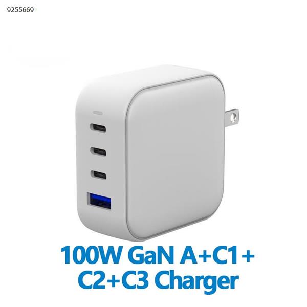 100W GaN 3C+1A Gallium Nitride Charger Supports iPhone 13 Mobile Phone and Tablet Multi-socket Fast Charge at the Same Time White Charger & Data Cable 100W 3C+1A
