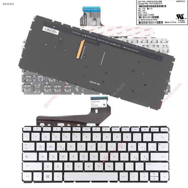 HP ENVY13-d010nr 13-D061SA 13-d007tu Silver (Backlit,Without FRAME Win8) IT 7J1640 P/N HPM15C33I0J698 PK131D91A13 Laptop Keyboard (Original)