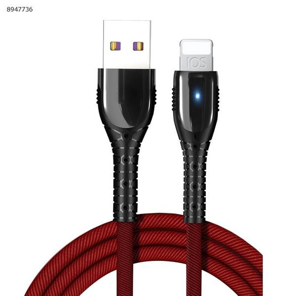 Lightning 8Pin Lighted Zinc Alloy 3A Fast Charging Cable for iPhone Data Cable Red Charger & Data Cable XKS-48