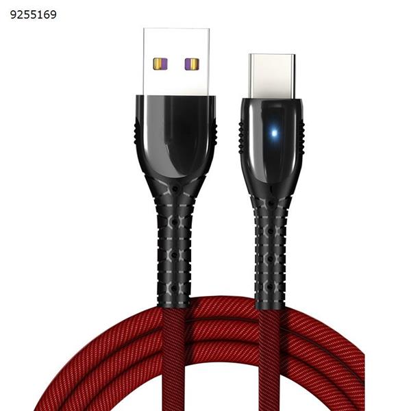 TYPE-C Lighted Zinc Alloy Fast Charging Cable for Huawei 5A Super Fast Charging Data Cable Red Charger & Data Cable XKS-48