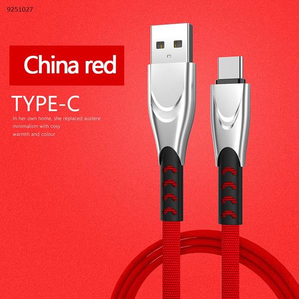 Zinc alloy cloth pattern fast charging data cable suitable for Android type-c mobile phone charging cable red Charger & Data Cable XKS-45