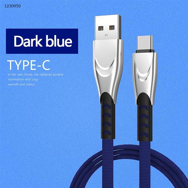 Zinc alloy cloth pattern fast charging data cable suitable for Android type-c mobile phone charging cable blue Charger & Data Cable XKS-45