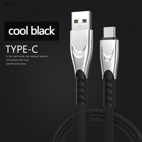 Zinc alloy cloth pattern fast charging data cable suitable for Android type-c mobile phone charging cable black Charger & Data Cable XKS-45